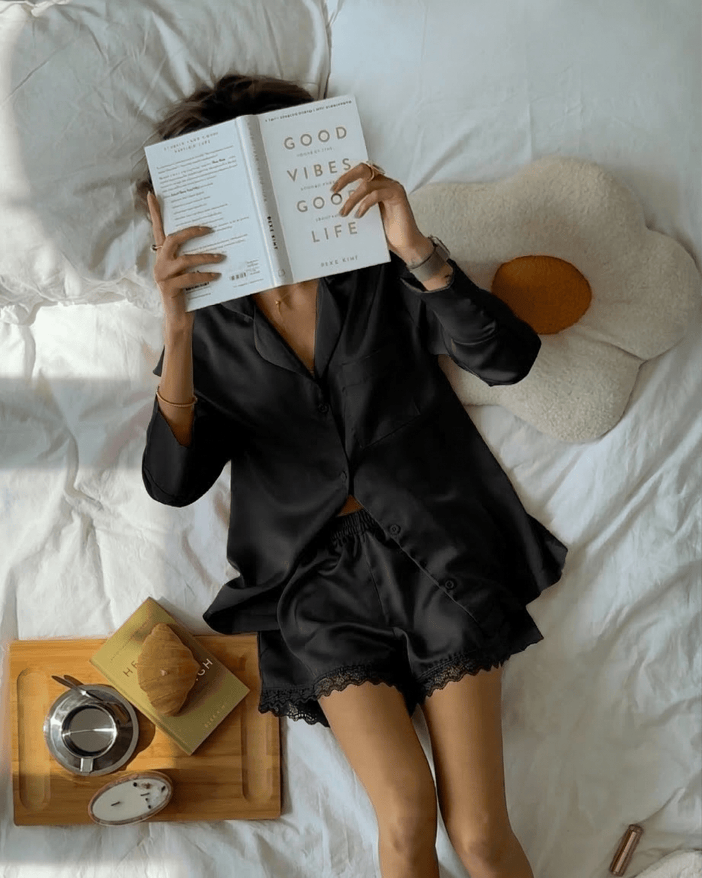 Black M 3 - Piece Black Satin Set Pajama Harir