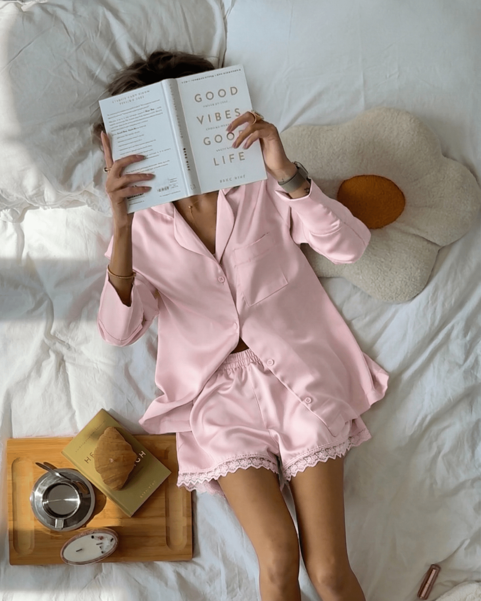 Pink M 3 - Piece Pink Satin Set Pajama Harir