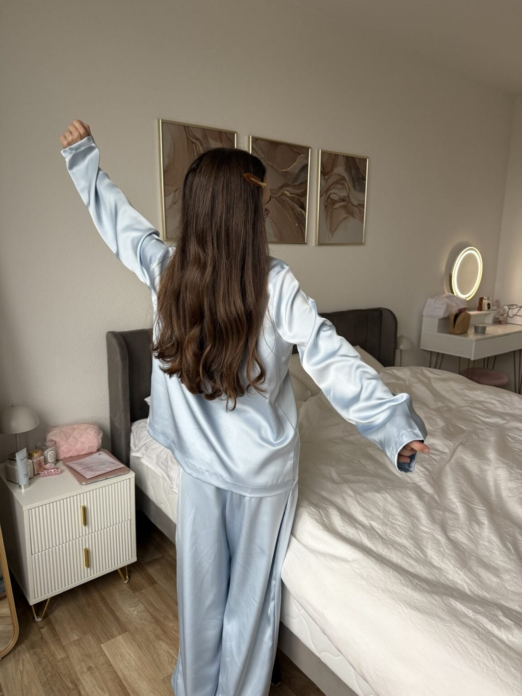 Sky M 3 - Piece Sky Satin Set Pajama Harir