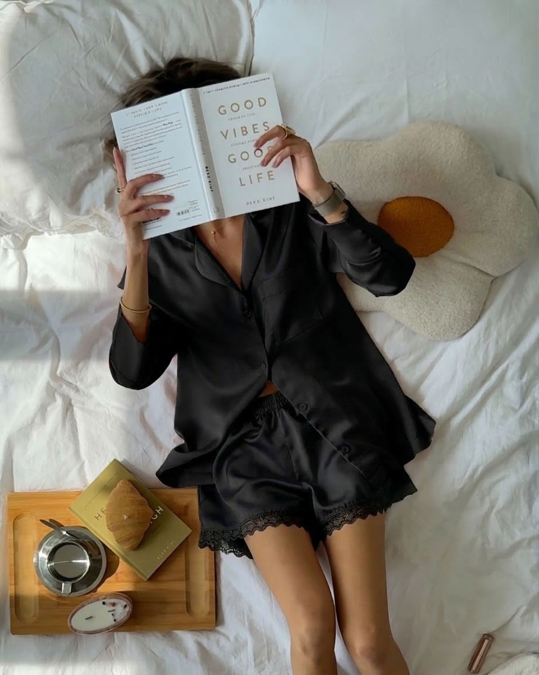 3-Piece Black Satin Set Pajama