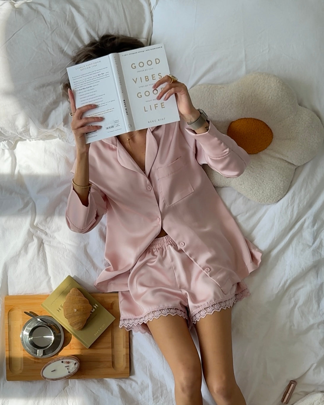 3-Piece Pink Satin Set Pajama