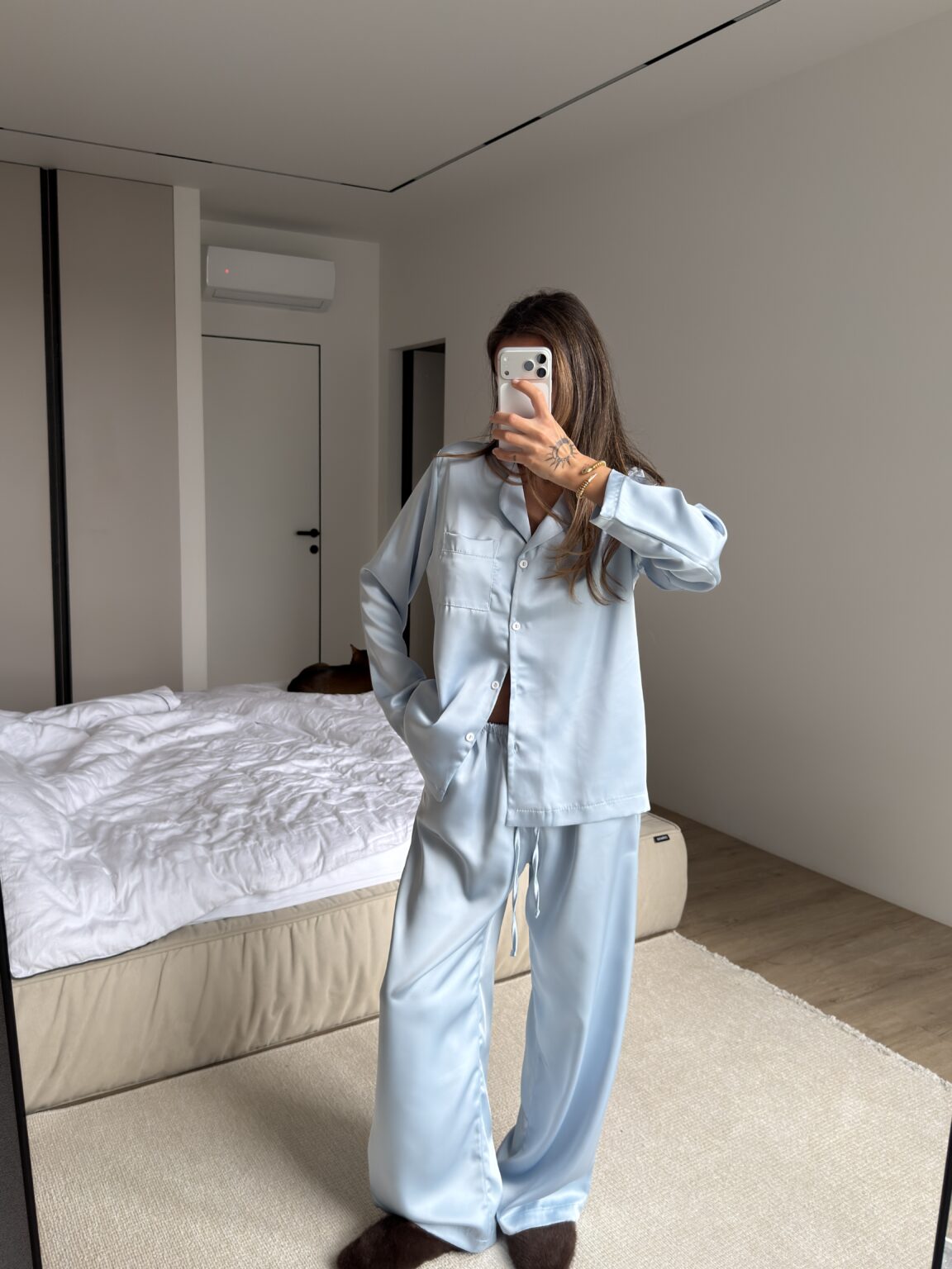 3-Piece Sky Satin Set Pajama