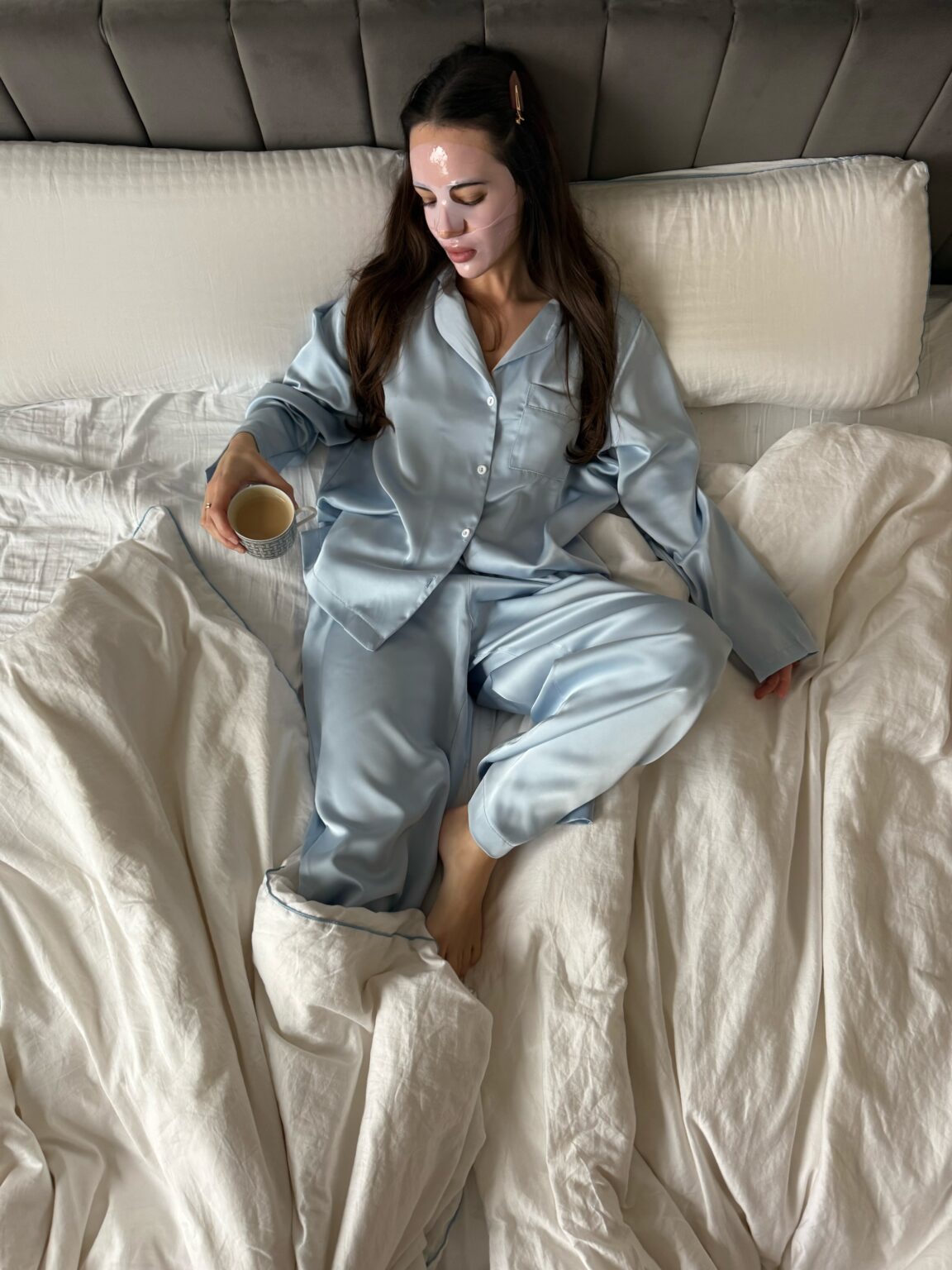 3-Piece Sky Satin Set Pajama