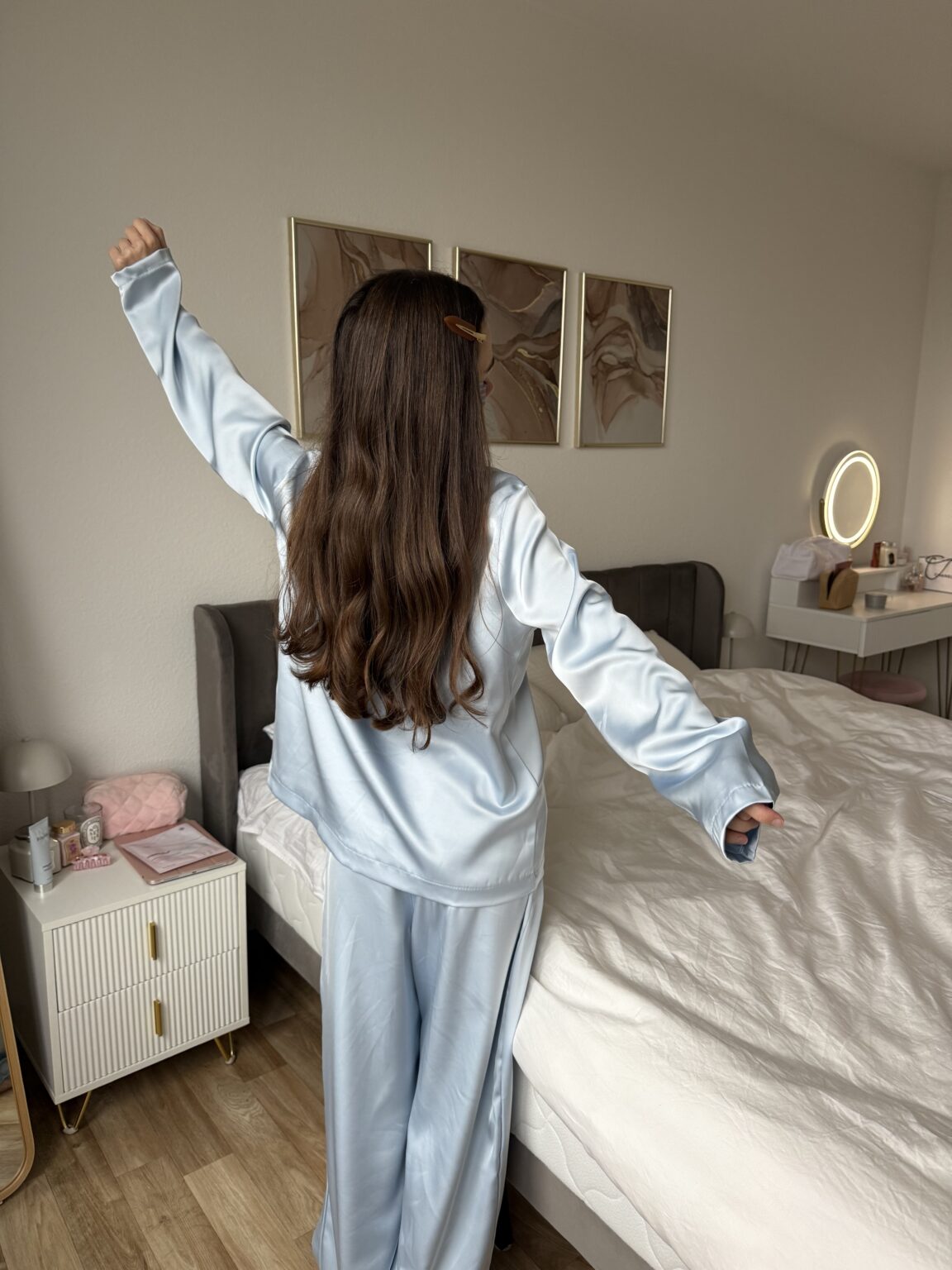 3-Piece Sky Satin Set Pajama