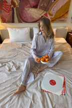 Lilac Striped Satin Pajama Set