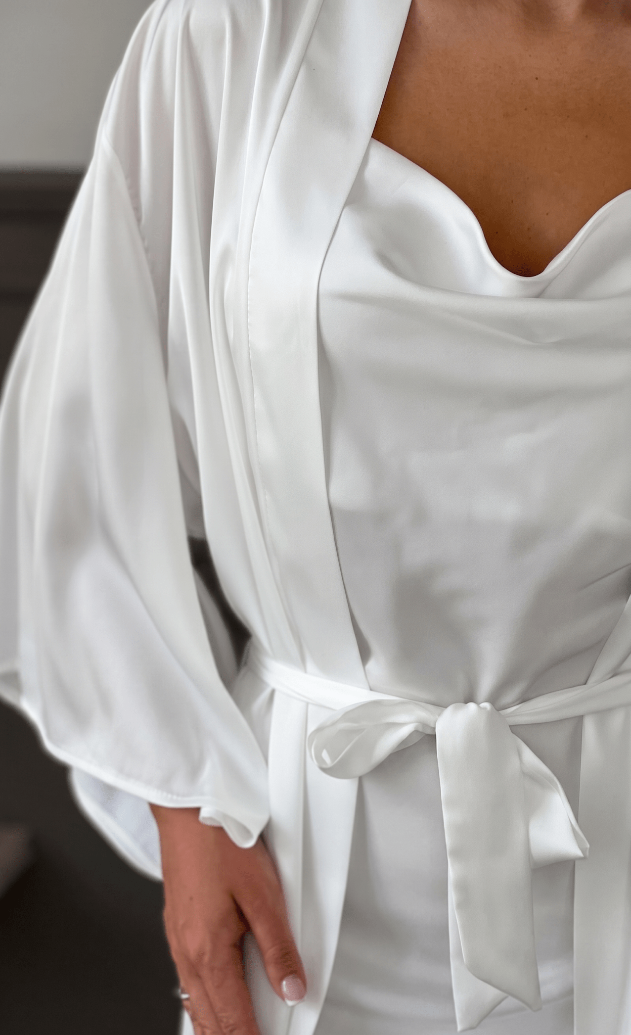 off-white  Nova Satin Babydoll Set Harir